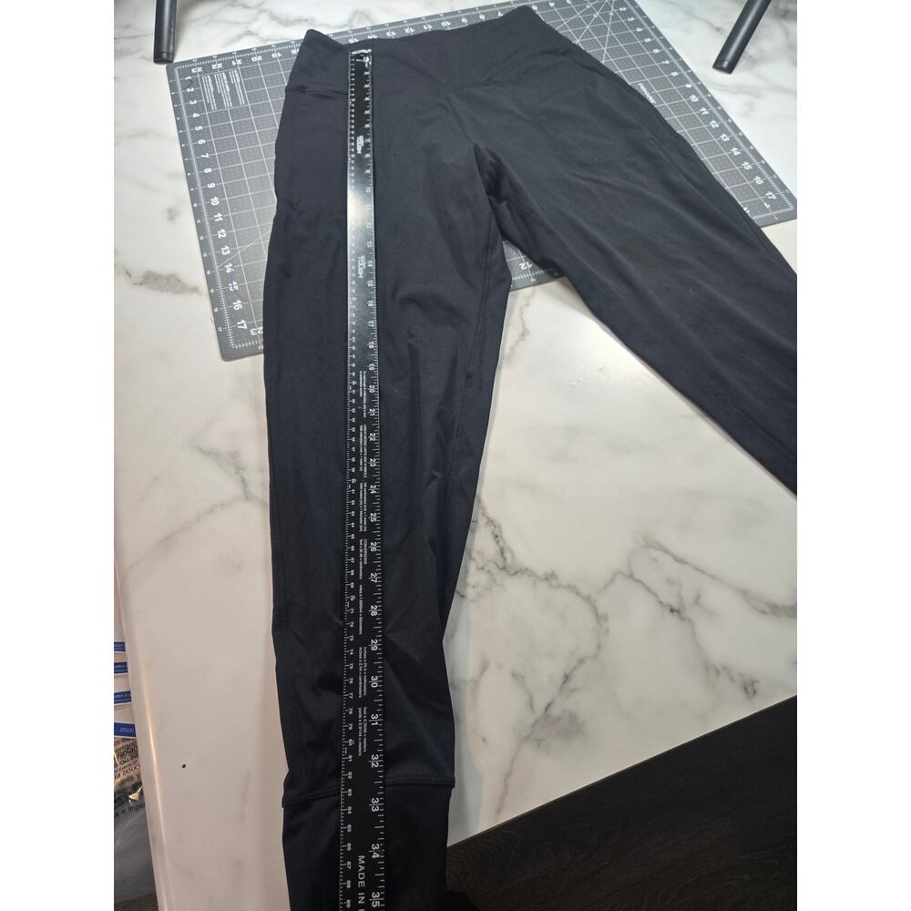 Athletic Leggings Black High Waisted 7/8 Length Crop Inseam 25" No Size Tag